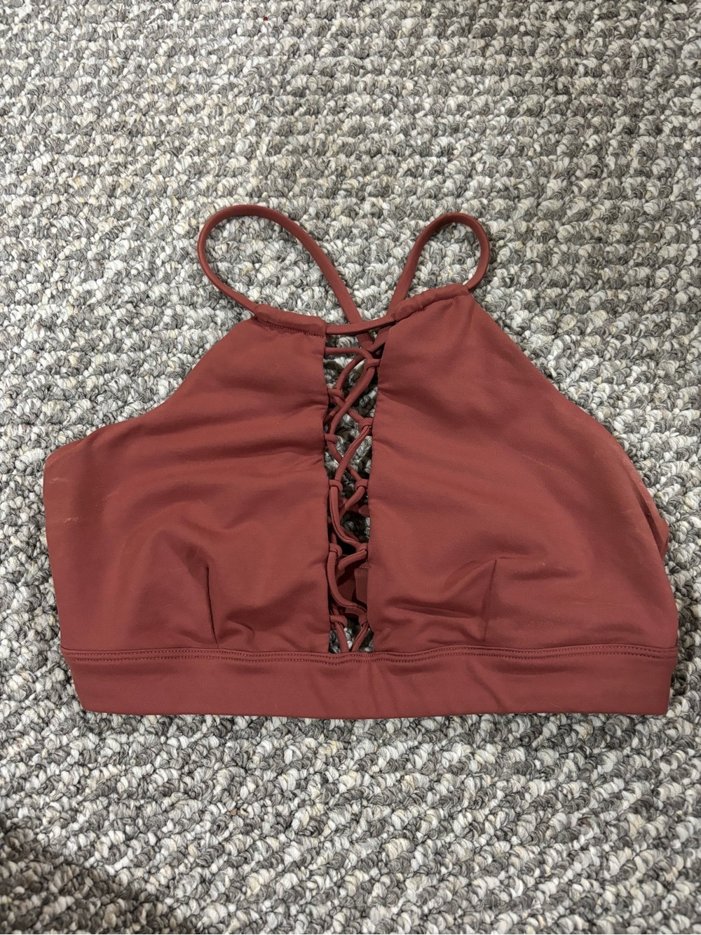 ALO Yoga Lace-Up Sports Bralette in Rust